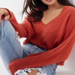 NWT UO Jade Slouchy Thermal V-Neck Top